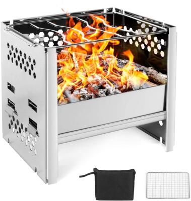 China Stove Grill Grate Stainless Steel Stove Multi-Fuel Wood Burning Backpacking Stoves For Picnic BBQ Camp Hiking With Camping Stove for sale