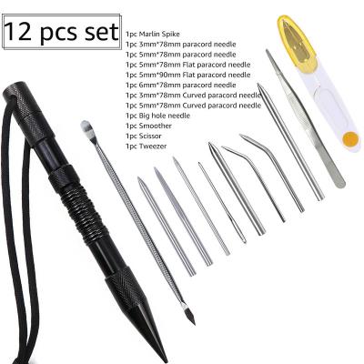 China 12pcs Set Marlin Spike Paracord Kit Different Size Paracord Stainless Paracord FID Lacing Weaving Weaving Needles for sale