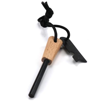 China Flint Steel Striker Emergency Fire Starter Wooden Outdoor Fire Starter Camping Emergency Fire Starter Boosting Igniter for sale