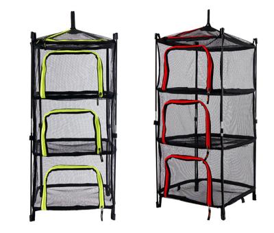 China Fashionable Outdoor Folding Drying Net Storage Basket Four-layer Camping Drying Fish Drying Net Rack Basket Hanging Drying for sale