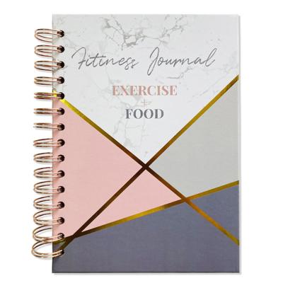 China Wholesale Custom Hardcover Book Gold Foil Printing Health Weekly Daily Fitness Journal Spiral Notebook for sale