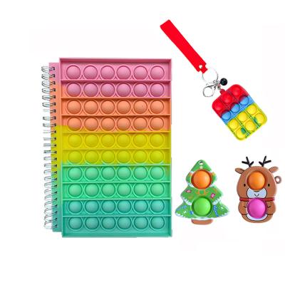 China Students Snap Button Bubble Notebook Diary Spiral Journal with Toy Key Chain 4pcs Set for sale