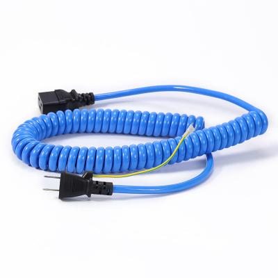 China Industrial Equipment Japan PSE Certified JIS JET Approval Ground Wire Spiral Spring Curly Coiled Japanese AC Power Cord Cable for sale