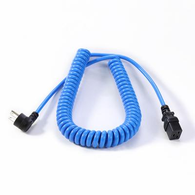 China US Canadian NEMA 5-15P Right Angle 90 Degree Coiled Power Cable American AC Industrial Equipment AC Plug Spring Curled Spiral Cord for sale