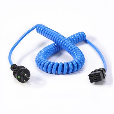 China ETL Industrial Equipment NEMA 5-15P AC Plug IEC320 C13 C19 Spring Stretch Cord Hospital Grade Medical Spiral Curly Power Cord for sale