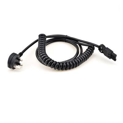 China Industrial Equipment UK Britain BSI English BS1363 BSI Power Cable Assembly Overmoulding IEC320 C13 C19 AC Spring Spiral Coiled Power Cord for sale