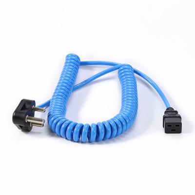 China SA South Africa SABS India Industrial AC Power Plug Cable IEC320 C13 C19 Spring Coil Curly Coiled Power Cord for sale