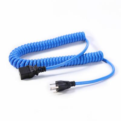 China Heavy Duty AC Spring Coil Plug US NEMA 5-15P American American Curly Cable Coiled Power Cord for sale