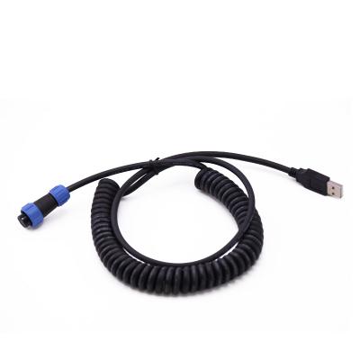 China Weipu SP13 Circular Connector Plug IP67 IP68 Electronic Spring Retractable Spiral USB Curly Cord Certified Waterproof USB Stretch Cord for sale