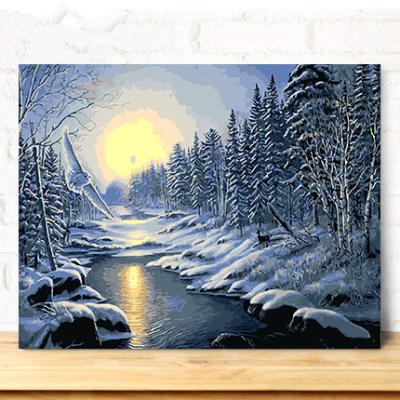 China Modern hot product is diy painting by numbers and natural landscape oil painting for sale