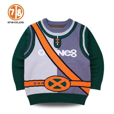 China Anti-pilling Winter Knit Sweater Crewneck Kids Long Sleeve Sweater Kids 100% Cotton for sale