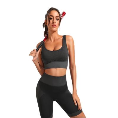 China 9243 Yoga Set Girl Workout Yoga Set Breathable Seamless Fitness Sportswear Bra Sports Shorts Sets 2 Pieces For Women for sale