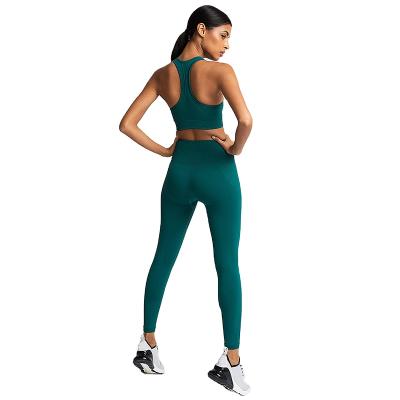 China 9283 2 Pieces Breathable Wholesale Yoga Pants Legging Set Custom Women Seamless Sports Bra Suit Women Fitness Yoga Wear for sale