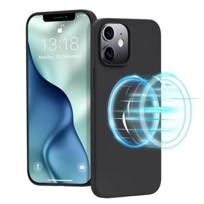 China Modern Customer Shockproof Logo Anti-Fall Liquid Silicone With Ring Silicone Phone Case Magnetic Simplicity Fashion for sale