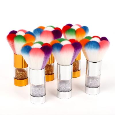 China High Quality Soft Nail Hair Brush Rainbow Dust Brush Cleaning Glitter Powder Brush for sale