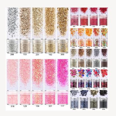 China Nail Beauty Products Eco-friendly Cosmetic Grade Glitter Size Nail Art Sequin Powder Nail Sequin Mixed Set for sale