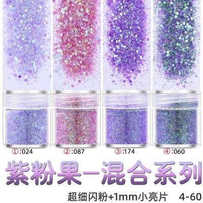 China Nail Cosmetics 4PCS Multi-colors Nail Glitter Nails Art Decoration Powder Nail Sequin Set Round Stickers Glitter for sale