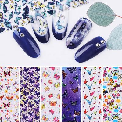 China Sky Nail Beauty Products Retro Star Butterfly Nail Transfer Sticker Luxury Aluminum Foil Stickers Nail Stickers for sale