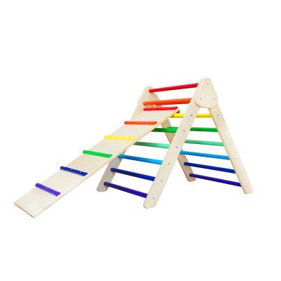 China Factory hot sale indoor climbing pickler frame and wooden slide and ramp for kids for sale