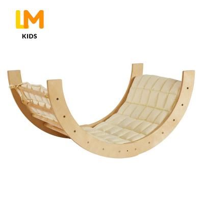 China Indoor LM KIDS Montessori Climbing Plywood Wooden Children Folding Seesaw Kids Pickler Arch for sale