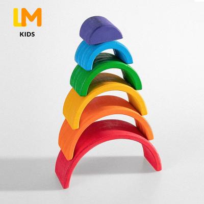 China Building Toy LM KIDS Factory Direct Sale Rainbow Arch Bridge Blocks Wooden Kids Toy Supplies for sale