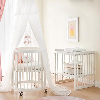 China Minimalist LM KIDS Mulit Wood Functional Baby Crib Kids Mobile Convertible Chair Beds and Crib Crib Kids Table Sets for sale