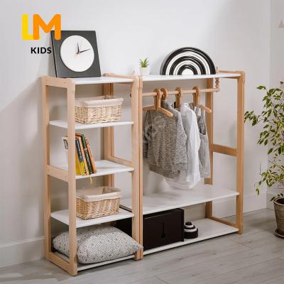 China Modern LM KIDS montessori wooden children play storage bookcase wardrobe kids clothes cabinets for sale