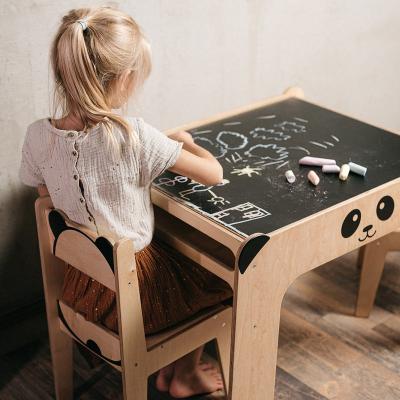 China Minimalist LM KIDS small study kids panda home furniture indoor funny minimalist plywood wooden table and chair for sale