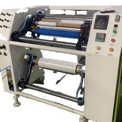 China Bar 500mm jumbo roll PVC wire film slitter LLDPE Stretch Film rewinder PE Film Rewinding and Slitting Machine for sale