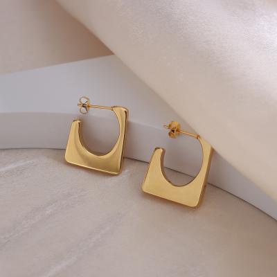 China Anti Allergic Stainless Steel CLASSIC Personalized Geometric Earrings Trapezoid Circle Rectangle Titanium Steel Geometric Earrings for sale