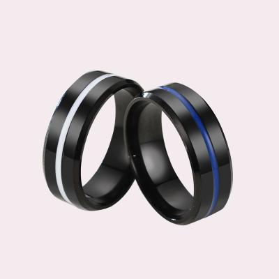 China CLASSIC hot sale fashionable titanium steel black epoxy rings personalized stainless steel rings for men for sale