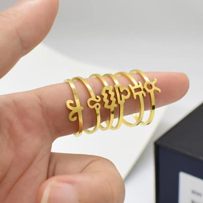 China CLASSIC 2020 Hot Selling High Quality Gold Plated Stainless Steel Creative 12 Horoscope Ring 12 Zodiac Open Rings For Women Gift for sale