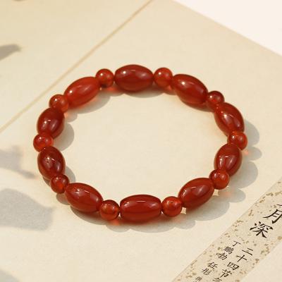 China Vintage Delicate Natural Stone Bracelet Red Round Small Bead Agate Beads Bracelet For Couples for sale