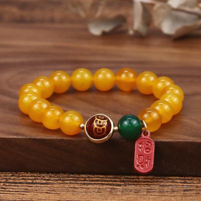 China Vintage Newest Arrival Yellow Agate Retro Bead Handmade Bracelet - Woven Colorful Natural Stone Agate Bracelet for sale