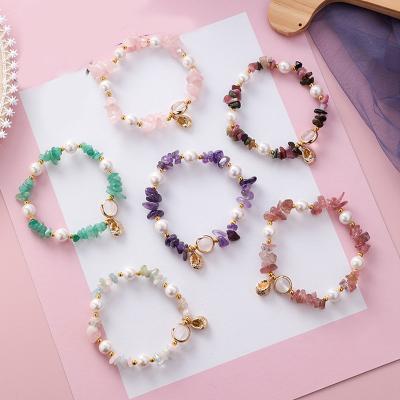 China CLASSIC Natural Stone Crystal Pearl Accessories Bracelet Jewelry Shell Crystal Beads Irregular Bracelets for sale