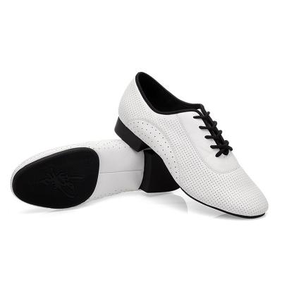 China Fashion Trend White Genuine Leather Latin Dance Shoes For Men Indoor Outdoor Cheap Latin Dance Shoes for sale