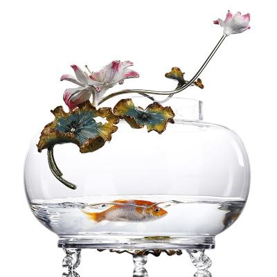 China Viable Creative High-end Desktop Living Room TV Cabinet Home Furniture Home Furniture Fish Tank Small Color Enamel Fish Tank Decoration for sale