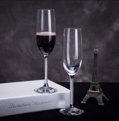 China Wholesale custom crystal goblet restaurant appliances red wine champagne diamond diamond wine glass for sale