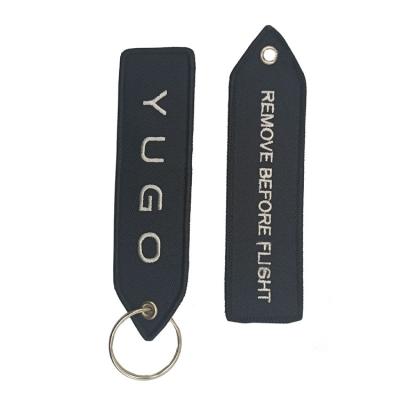 China Professional Garment Custom Embroidered Key Chain Embroidered Luggage Pendant Free Sample for sale