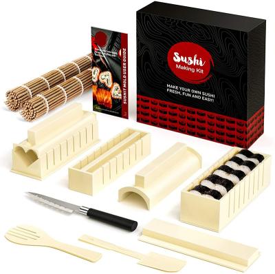 China Viable Sushi Making Set All In One Plastic Sushi Knife DIY Bamboo Sushi Mats Serving Fork For Beginners for sale