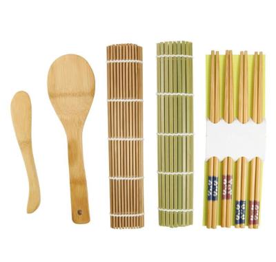 China Beginner Viable Sushi Making Rolling Mats Chopsticks Paddle Spreader Bamboo Frozen Sushi Mold Bamboo Sushi Mat for sale