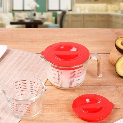 China Sustainable 3pc Measuring Cups Set For Kitchen 3 Pack Premium Glass With Red Lid 1Cup 2 Cup 4 Cup Microwave, Oven, Freezer Safe for sale