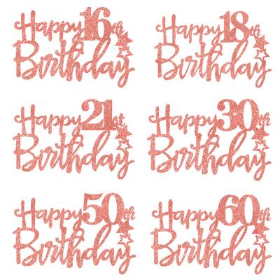 China Glitter 10-90 Numbers Glitter Paper Cake Topper Party Decorations Happy Birthday Glittering Cake Topper for sale