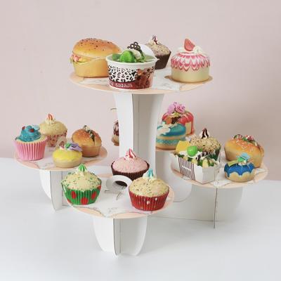 China Disposable 5 Tray Dessert Display Paper Stand Cupcake Tower For Wedding Birthday for sale