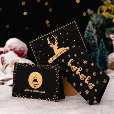 China Wholesale Luxury Black Gold Envelope Europe Gift Card Embossing Greeting Christmas Cards for sale