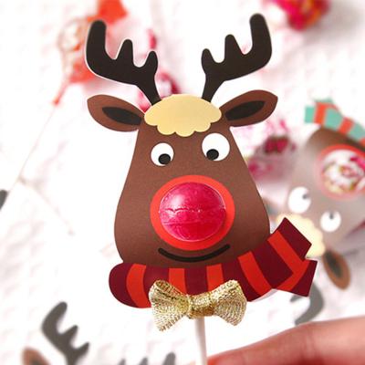 China Recyclable in Stock Elks Design Paper Christmas Decoration Supplies Christmas Lollipop Card for sale