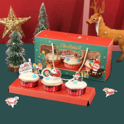 China High Quality Recycled Materials With Window Portable Cupcake Cake Box For Christmas for sale