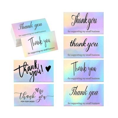 China Recyclable Programmable On Back Holographic Thank You Card For Small Business Greeting Paper Gift Card With Custom Logo for sale