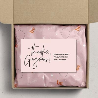 China 9x5.4cm Recyclable Pink Business Gift Shopping Card Greeting Cards Custom Logo / Branded Thank You Shopping Cards for sale