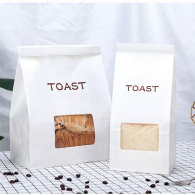 China Recyclable Food Grade Kraft Paper Bag Custom Biodegradable Bread Toast Bread Packaging Bags With Window for sale